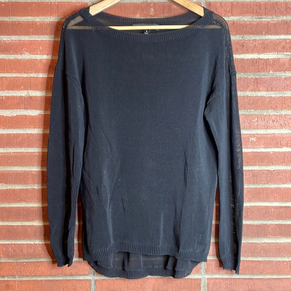 Ralph Lauren sheer black boatneck sweater - size medium